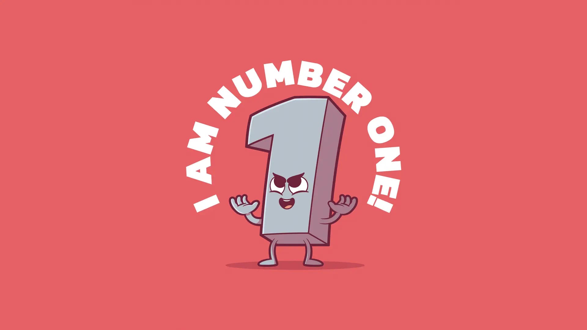 Comic-Illustration einer Eins mit Schriftzug ‚I am number one‘ — Sinnbild für Platz 1 im lokalen Google-Ranking durch ein optimiertes Business-Profil
