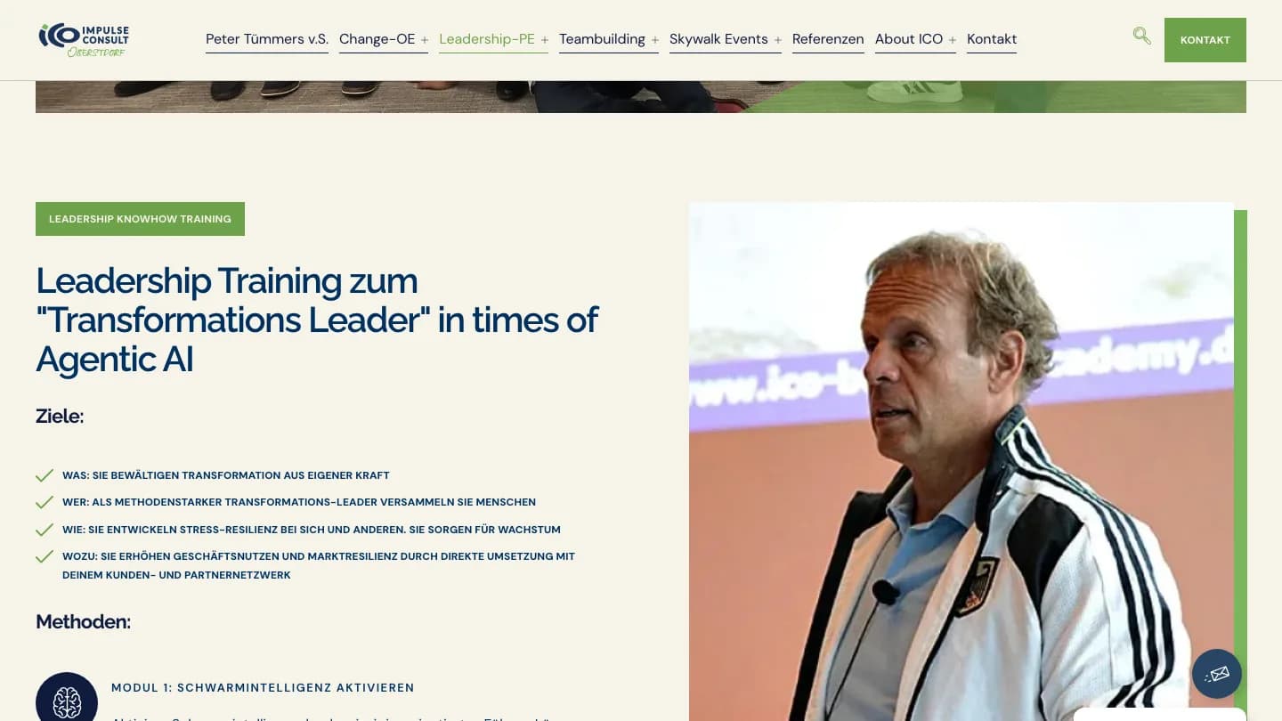 Leadership-Training zum Transformations-Leader auf der ICO-Website